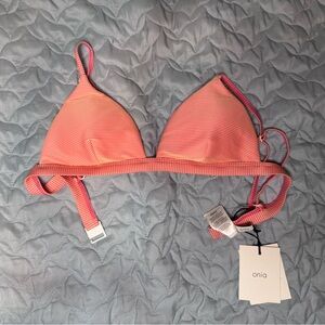 Onia Pink and Orange Striped Triangle Bikini Top
